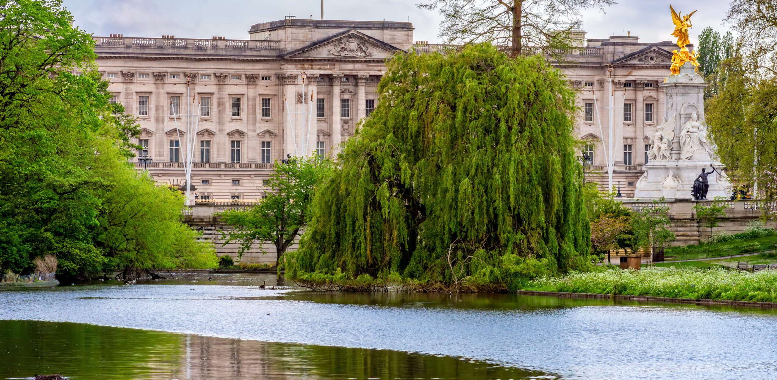Saint James's park landscape and Buckingham palace in London, UK